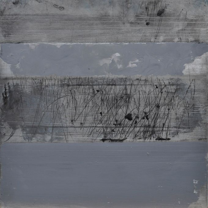 Ken Denning: Uden titel, olie på zinkplade, 30 x 30 cm